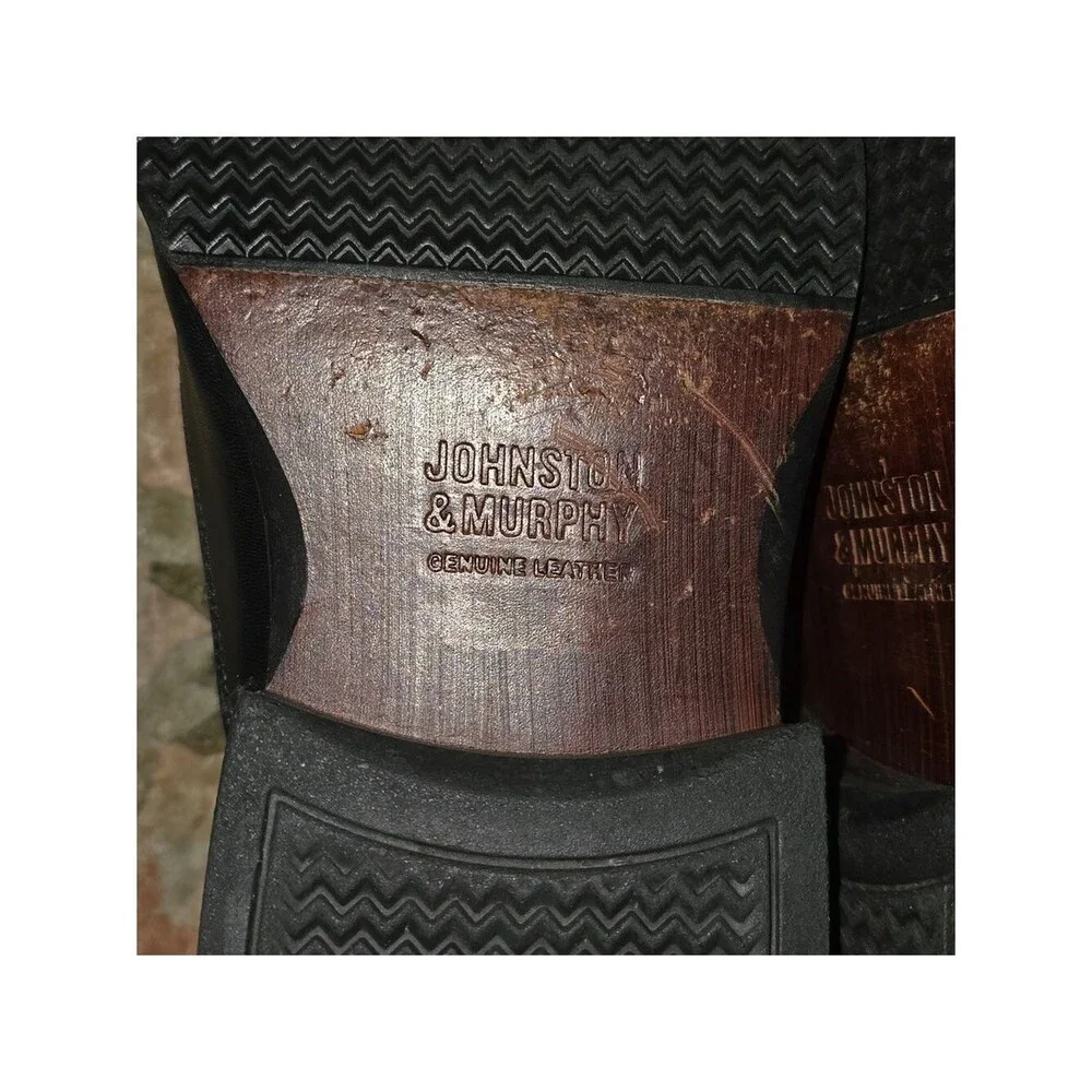 Johnston & Murphy Shoes Men's Size 8.5 8-1/2  Black Leather Loafers Slip On